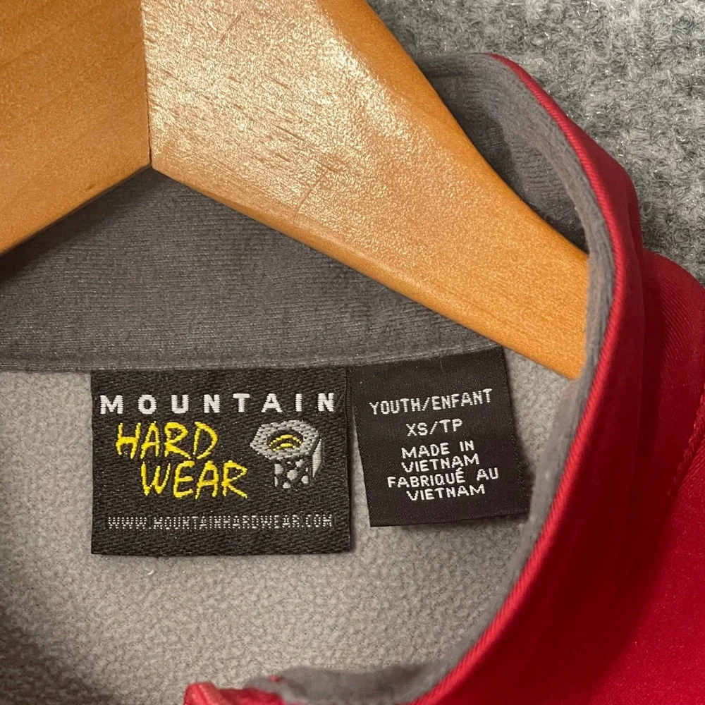 Mountain Hardwear Youth XS Red Softshell Fleece Lined Full Zip Jacket Outdoors